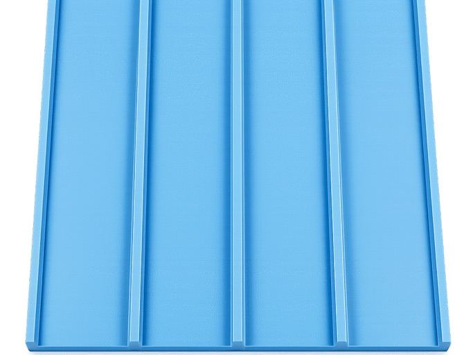 Banda monolítica termoplástica azul con guías laterales para transporte industrial