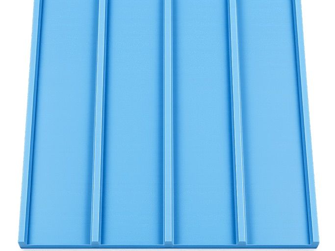 Banda monolítica termoplástica azul con guías laterales para transporte industrial