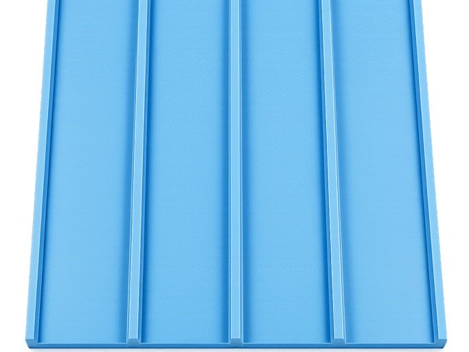 Banda monolítica termoplástica azul con guías laterales para transporte industrial